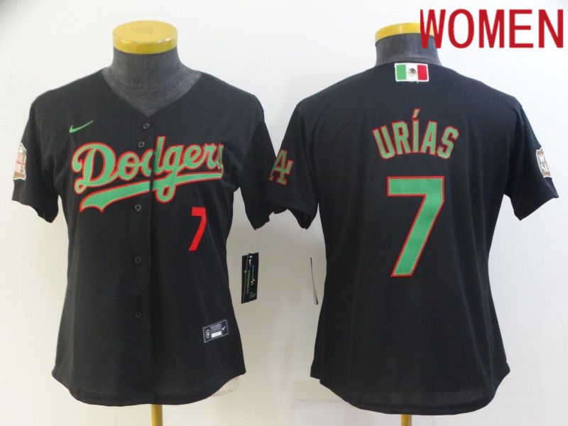 Women Los Angeles Dodgers 7 Urias Black Game Nike MLB Jerseys